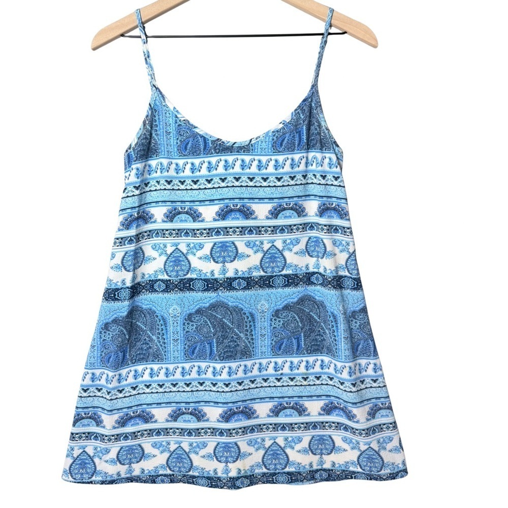 Show Me Your Mumu Women’s Tenley Tie Dress Paisley Print Mini Dress Blue size S